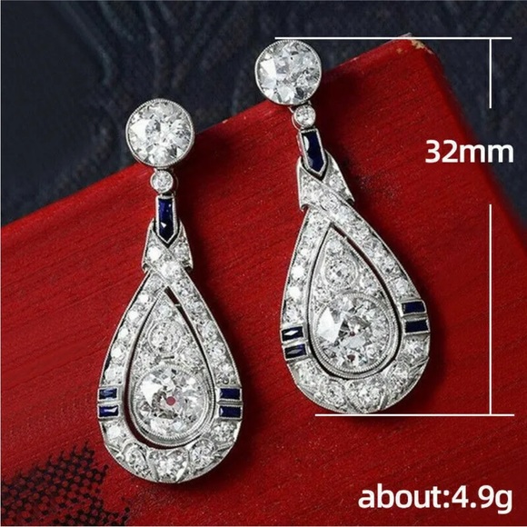 Fashion Jewelry Cubic Zirconia Silver Hoop Earrings Women Gifts A Pair/set - Picture 2 of 6